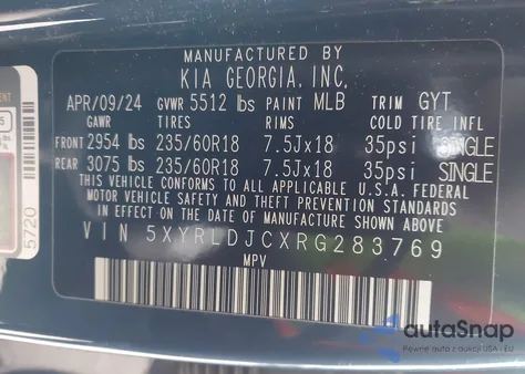 2024 Kia Sorento S from USA, damaged, VIN 5XYRLDJCXRG283769